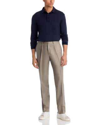 Monza Slim Fit Pleated Wool Flannel Trousers