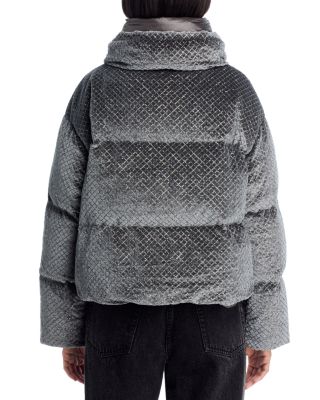 Sequin Velvet Short Puffer Coat