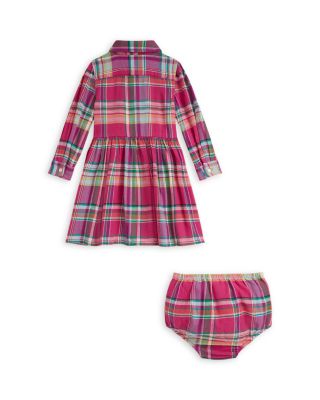Girls' Plaid Cotton Twill Shirtdress & Bloomer - Baby