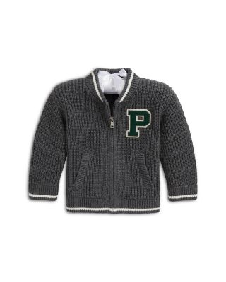 Boys' Cotton Letterman Full Zip Sweater - Baby