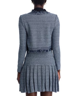 x Lani Lynn Fringe Trim Tweed Knit Cropped Jacket