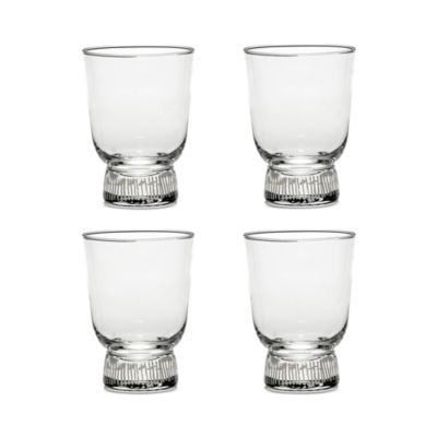 Glass Stripe Feast Sandblasted Glasses, Set of 4