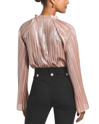 Claira Pleated Metallic Top