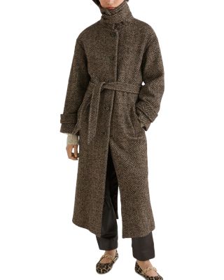 Belted Herringbone Coat