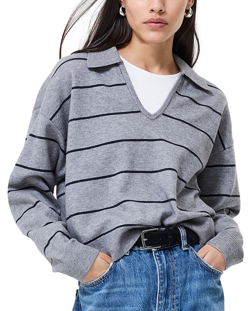 French Connection Sloane Striped Sweater In Gray