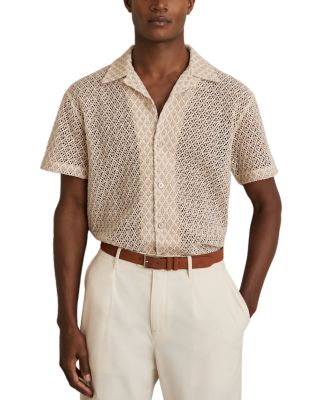 Sterling Geo Crochet Button Down Camp Shirt