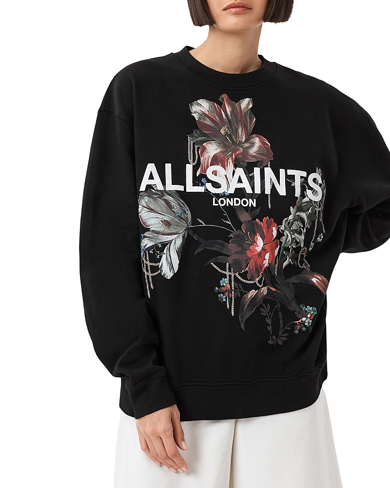 Allsaints Ania Etta Oversized Sweatshirt In Black