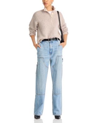 Boxy Snap Front Henley Sweater