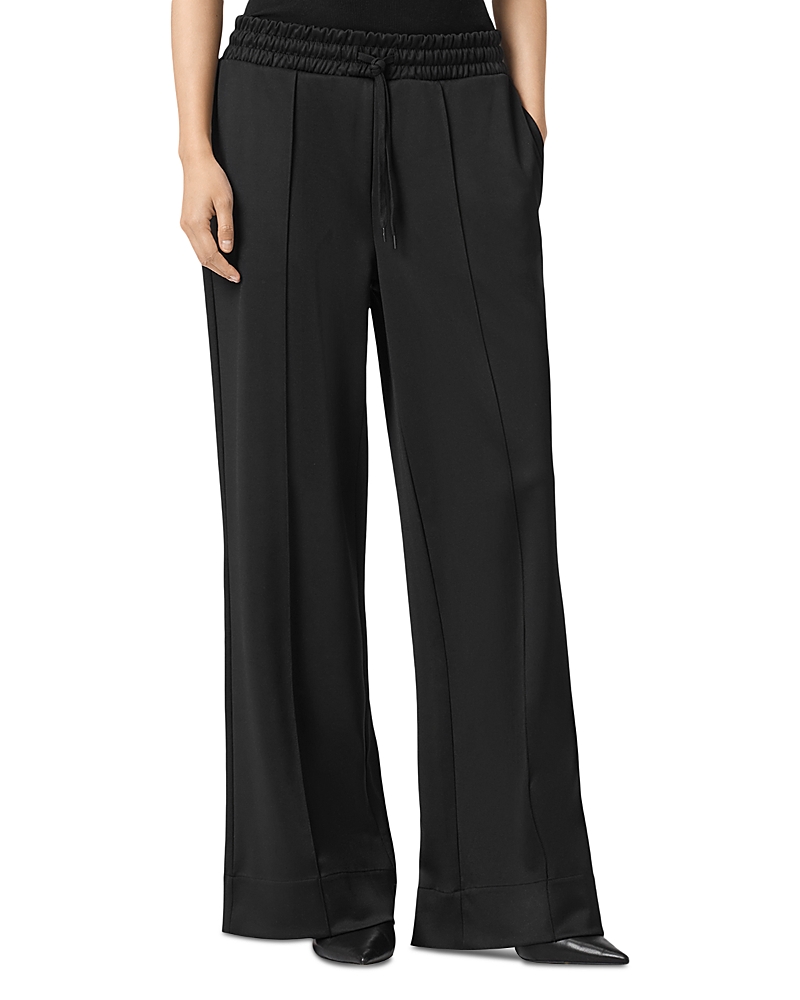 Allsaints Mirri Pintuck Pleat Wide Leg Pants In Black