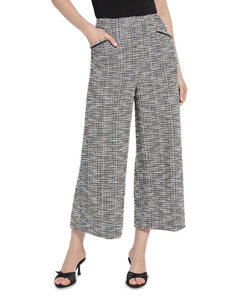 Lyssé Lysse High Waist Ankle Palazzo Stretch Tweed Pants In Multi