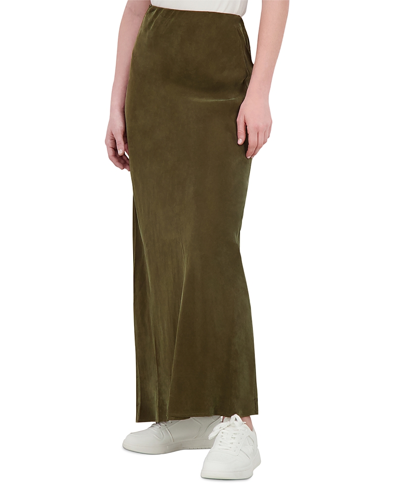 Point Brushed Straight Slip Skirt In Brown