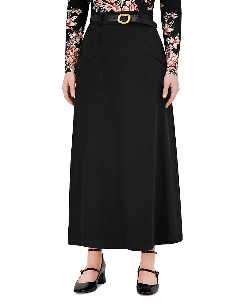 Point Twill Pocket Skirt In Black
