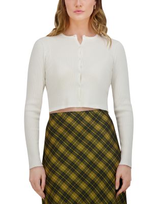 Knit Crewneck Cropped Cardigan Sweater