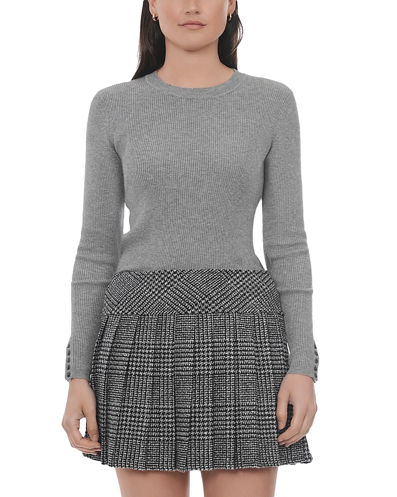 Point Scallop Knit Sweater In Gray