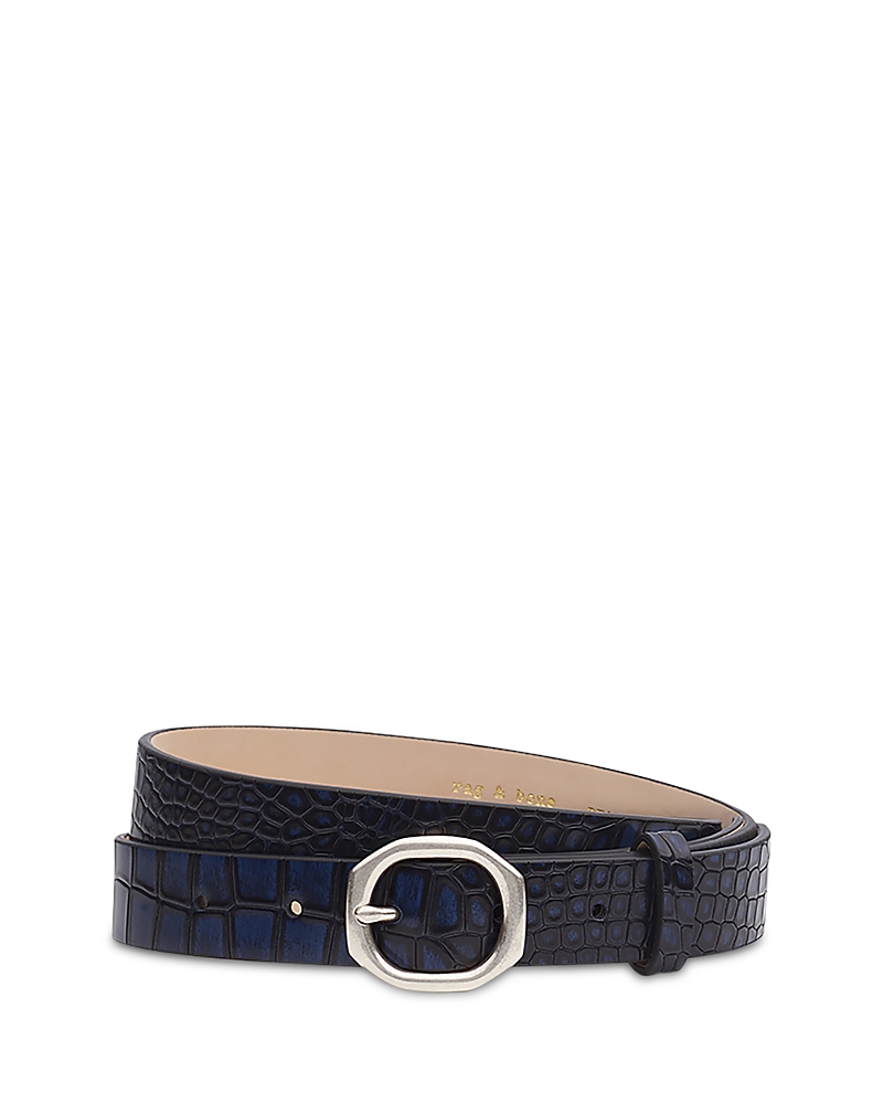 Rag & Bone Audrey Slim Leather Belt In Blue