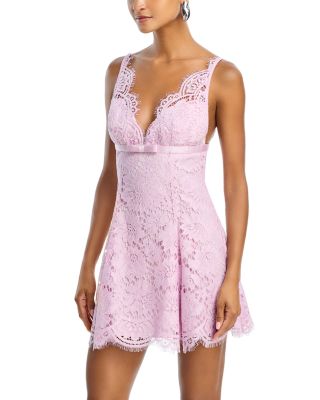 Pink Floral Lace Mini Dress