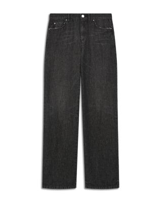 Super Black Mid Rise Wide Leg Jeans in Black
