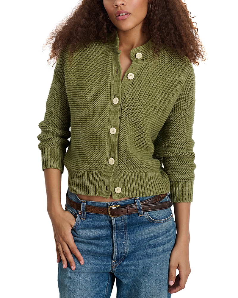 Alex Mill Nico Crewneck Cotton Cardigan In Green