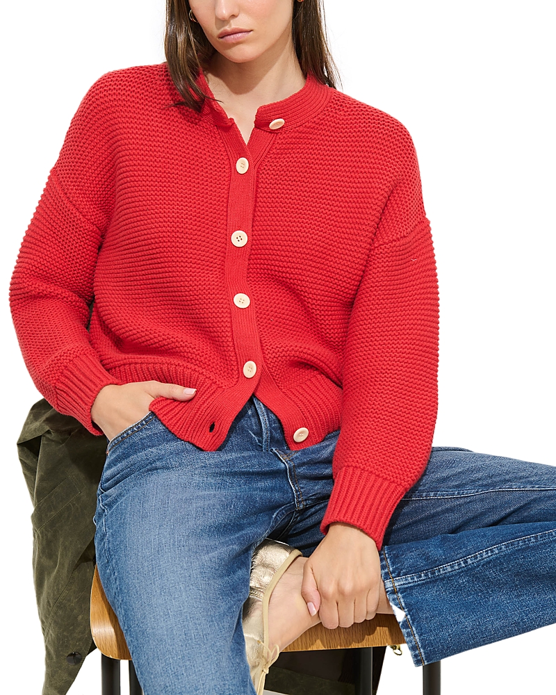 Alex Mill Taylor Rollneck Cardigan In Cotton Cashmere In Red