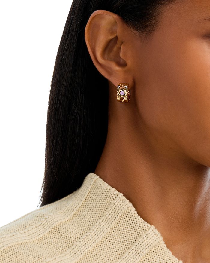 18K Rose Gold Diamond & Sapphire Navarra Hoop Earrings