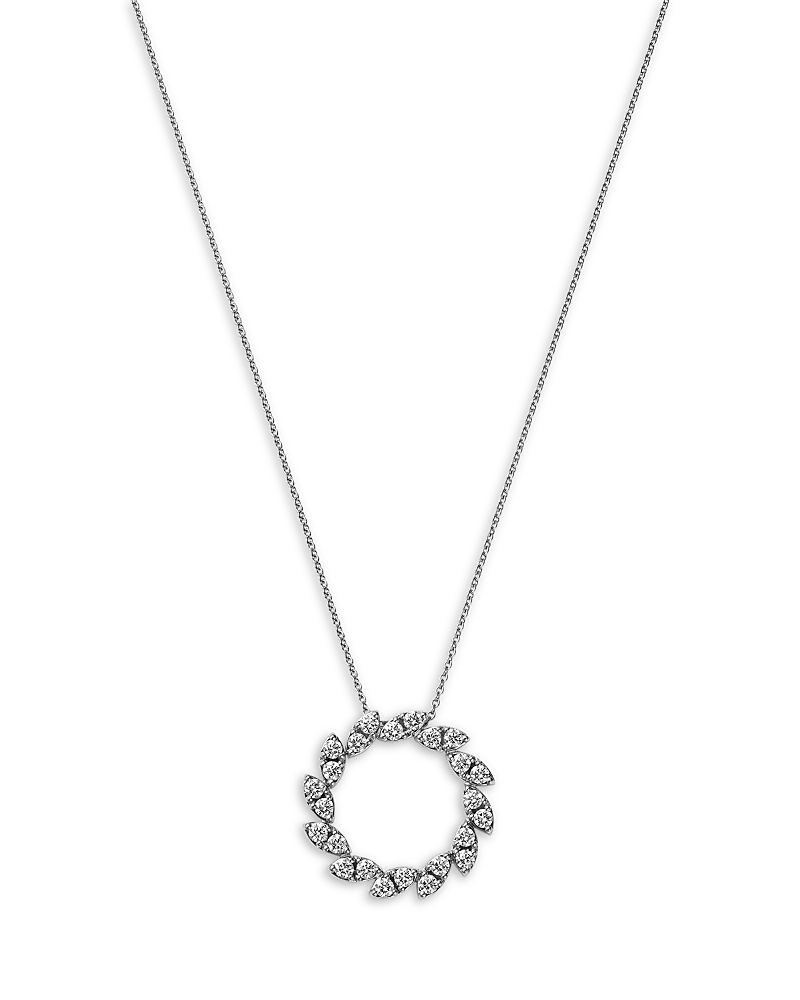 Roberto Coin 18k White Gold Diamond Marquesa Small Swirl Pendant Necklace, 18 In Metallic