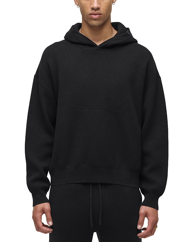 Hudson Cotton Cashmere Double Knit Hoodie In Black