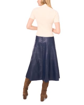 Faux Leather Seamed Skirt