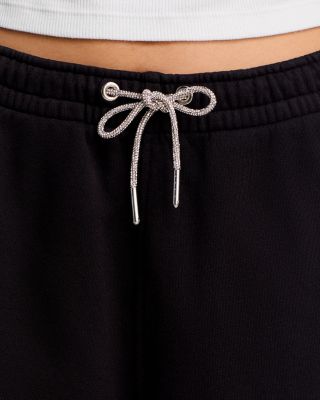 Rhinestone Drawstring Zip Up Hoodie & Mid Rise Sweatpants