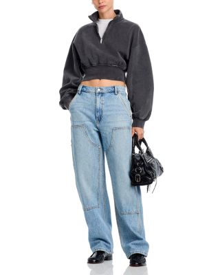 Cropped Half Zip Sweatshirt