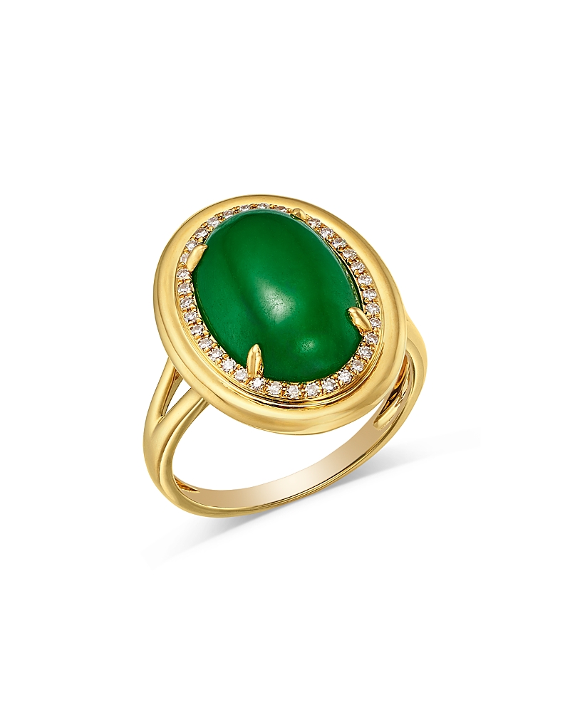 Bloomingdale's Fine Collection Dyed Jade & Diamond Halo Ring in 14K Yellow Gold