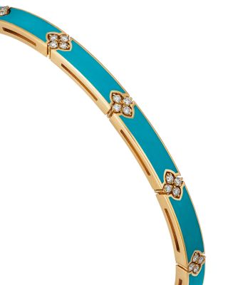 18K Yellow Gold Diamond Love in Verona Ceramic Enamel Bangle Bracelet