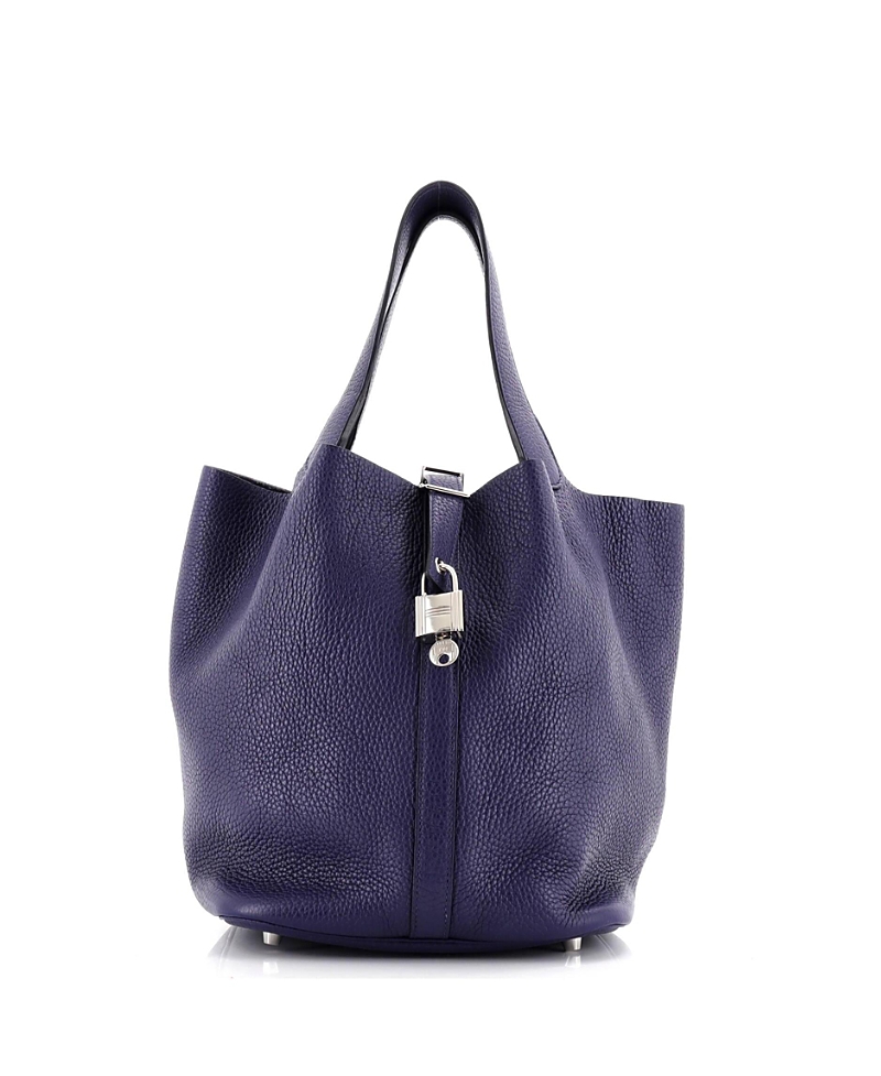 Pre-owned Pre-owned Hermes Hermes Gm Picotin Lock Bag Clemence In Blue