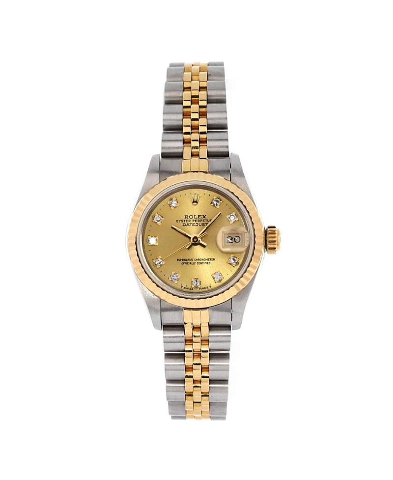 Pre-owned Pre-owned Rolex Rolex Oyster Perpetual Datejust Automatic Watch In Stainless Steel And Gold With Diamond M