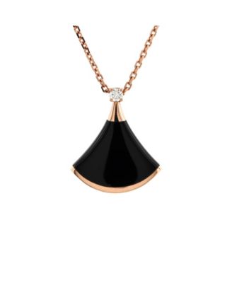 Pre-Owned Bvlgari - Small Divas' Dream Pendant Necklace 18K Rose Gold with Onyx and Diamond