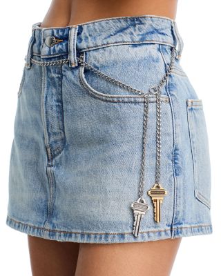 alexanderwang.t High Rise Chain Belt Denim Skort