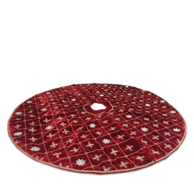 Red Velvet Tree Skirt with Silver &amp; Gold Snowflake, 50&amp;quot;