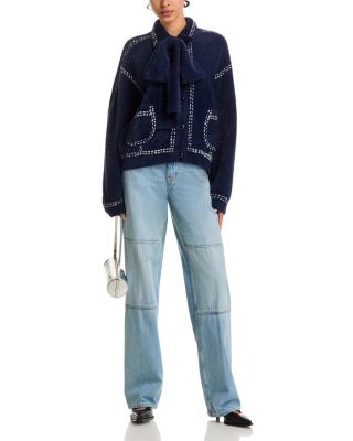 Ihoops Collared Bow Cardigan