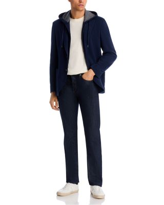 Double Face Jersey Removable Hood Slim Fit Sport Coat