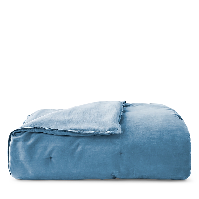 Christy Harewood Reversible Cotton Velvet Bedspread, Full/queen In Blue