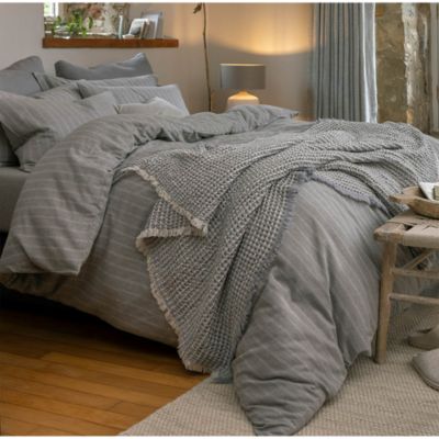 Flannel Marl Stripe Duvet Cover Set, Full/Queen