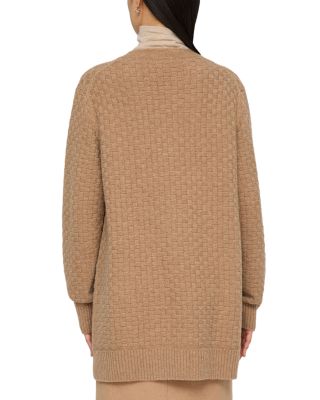 Basket Stitch Cashmere V Neck Cardigan Sweater 