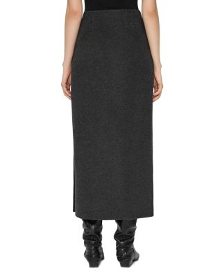 High Waisted Wool Blend Midi Skirt  
