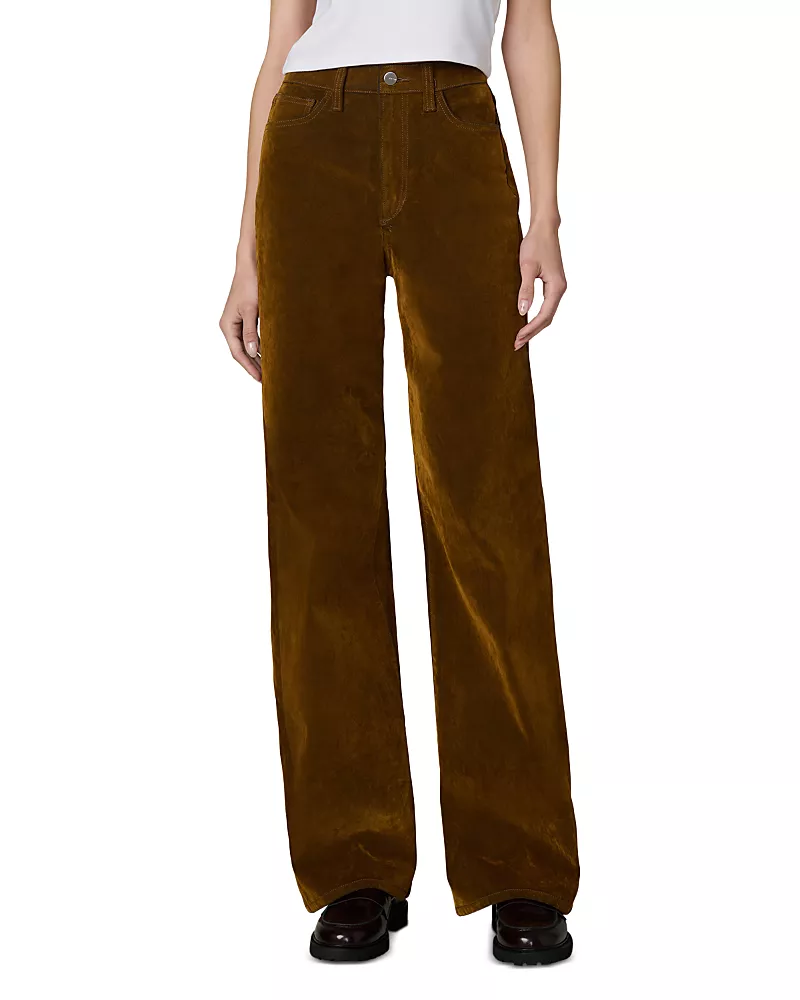 Joe's Jeans The Mia Wide Leg Flocked Jeans in Bronze Brown