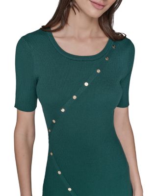 Button Trim Sweater Dress