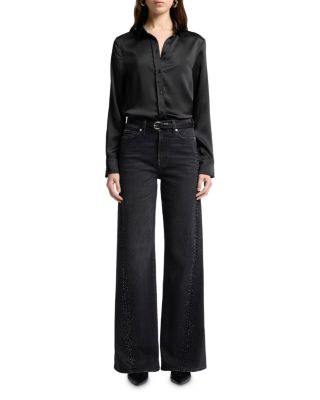 Twisted Lotta Embellished Flare Leg Jeans in Bottomline  