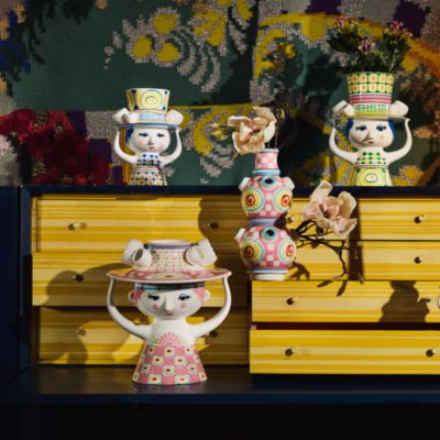 Lady with Hat Vase, 19.7&amp;quot; Pink