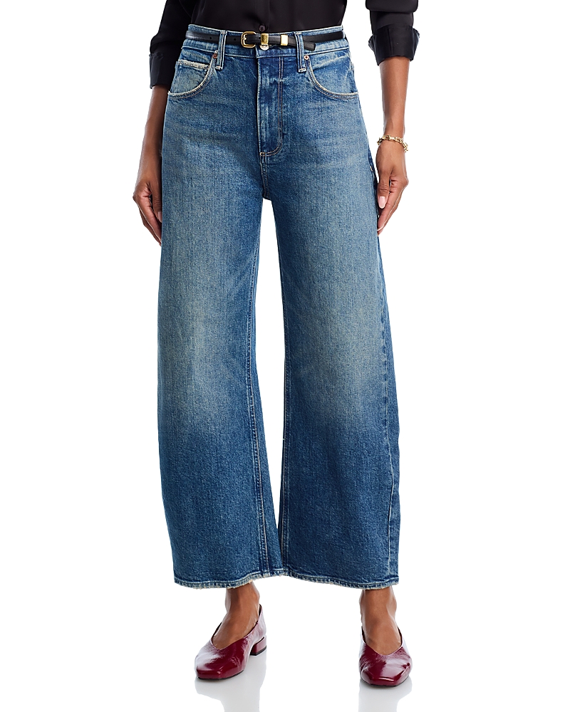 Paige Arellia High Rise Ankle Seamed Barrel Jeans In Stones In Blue