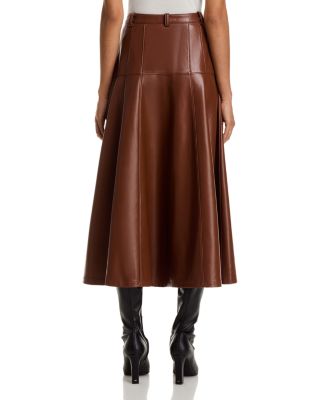 Veena Faux Leather Midi Skirt
