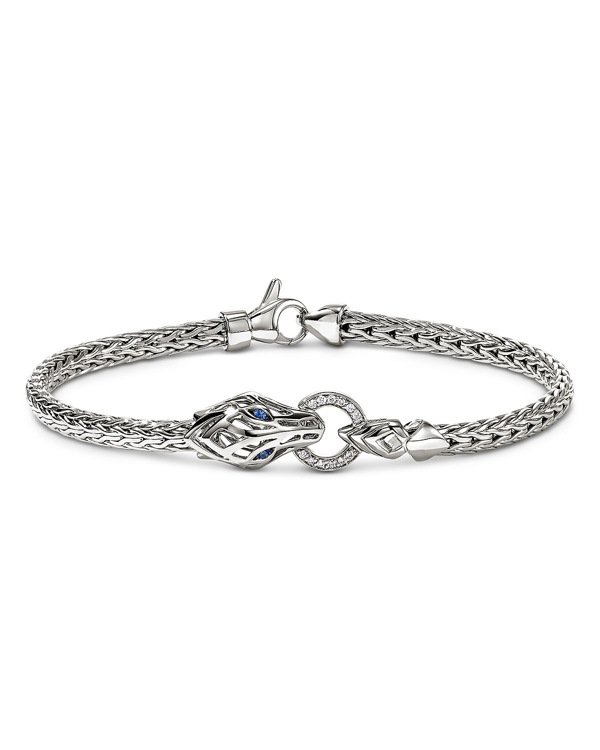 John Hardy Sterling Silver Naga Blue Sapphire & Diamond Dragon Flex Bracelet