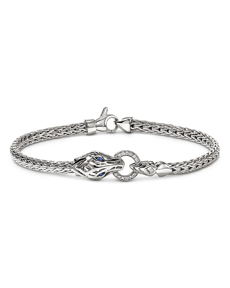 John Hardy Sterling Silver Naga Blue Sapphire & Diamond Dragon Flex Bracelet